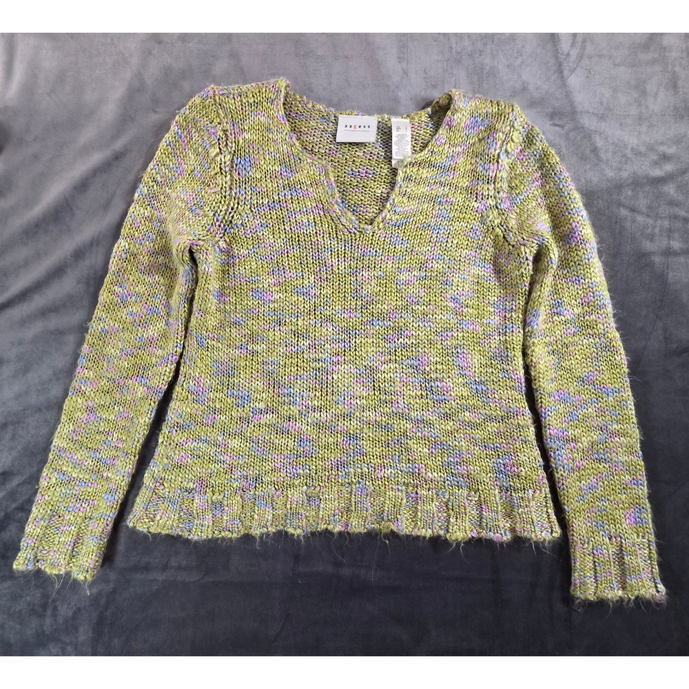 AXCESS by Liz Claiborne Women's Multicolor Knit V-Neck Sweater Size L